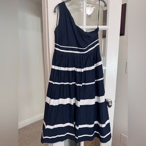J. Crew Navy blue dress w/ribbon detailing in white. Size 12
